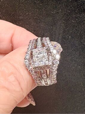 Fashion Jewelry Silver-Tone Multi-Row Ring with Clear Stones